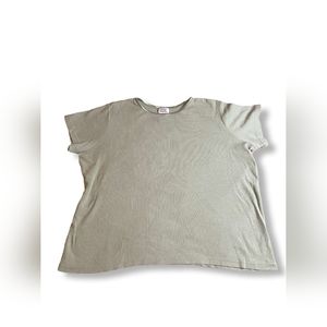 Only Necessities Sage Green Short-Sleeve Ribbed Top, Size 1X